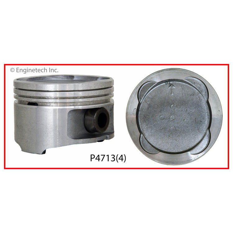 Enginetech P4713(4)STD Engine Piston Set Without Rings for Toyota Vehicles