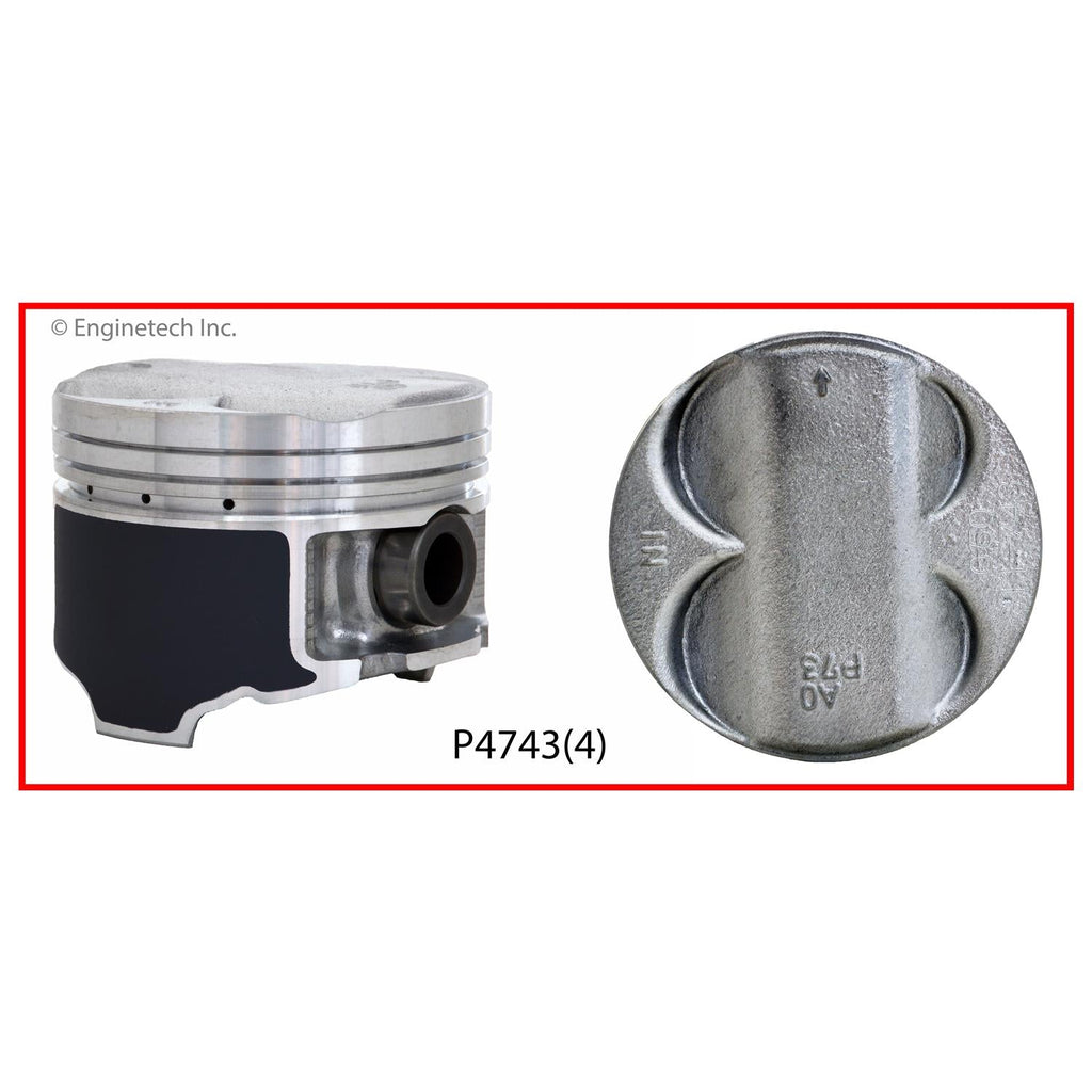 Enginetech P4743(4)STD Engine Piston Set Without Rings for Acura Integra (1997-2001)