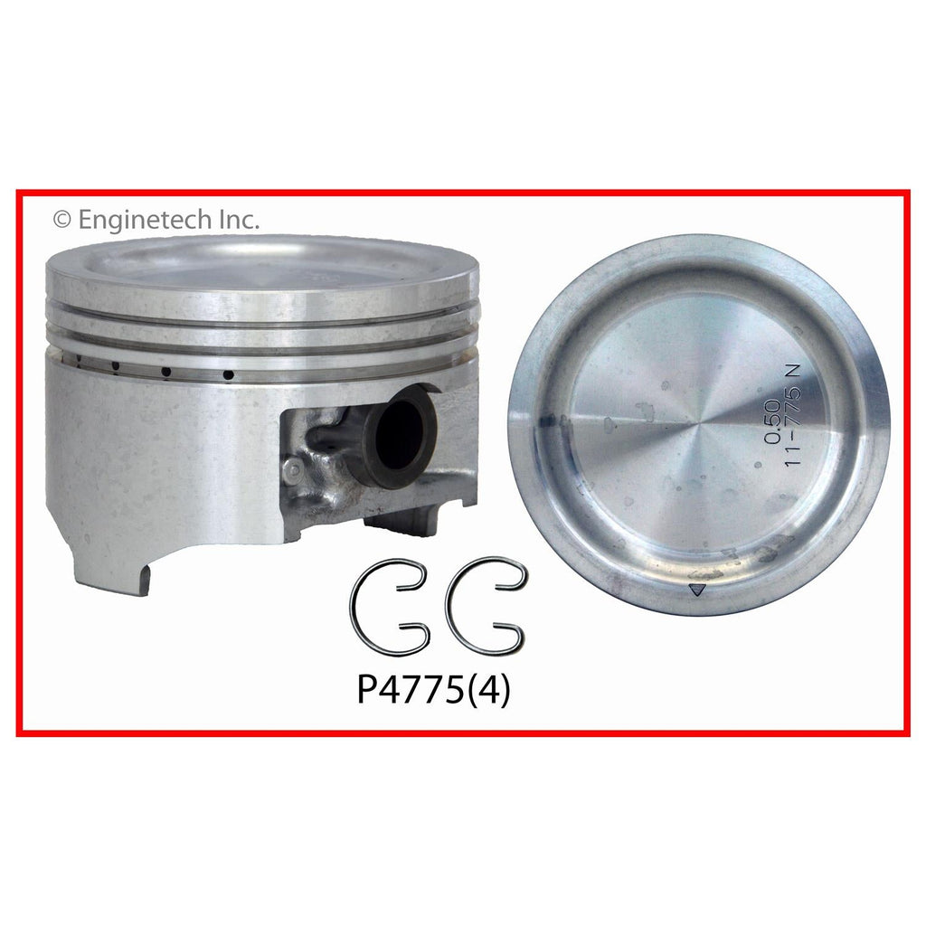 Enginetech P4775(4)STD Engine Piston Set Without Rings for Suzuki and Chevrolet Models