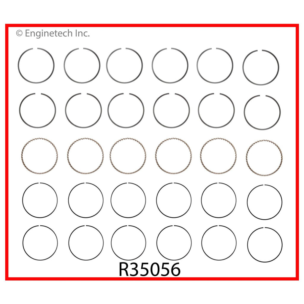 Enginetech R35056-060 Engine Cast Iron Piston Ring Complete Set for Ford P-100 and P-350 (1960-1965)