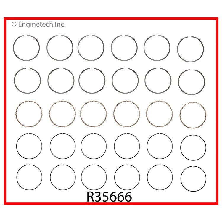 Enginetech R35666-.50 Engine Cast Iron Piston Ring Complete Set for Classic Chevy and GMC Models