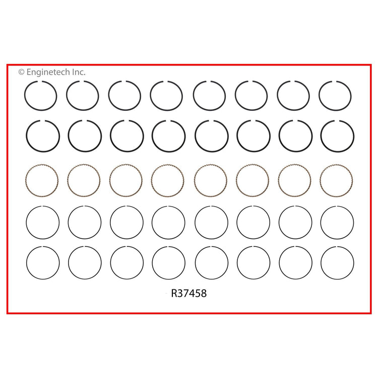 Enginetech R37458-STD Engine Cast Iron Piston Ring Complete Set for Domestic and Import Engines