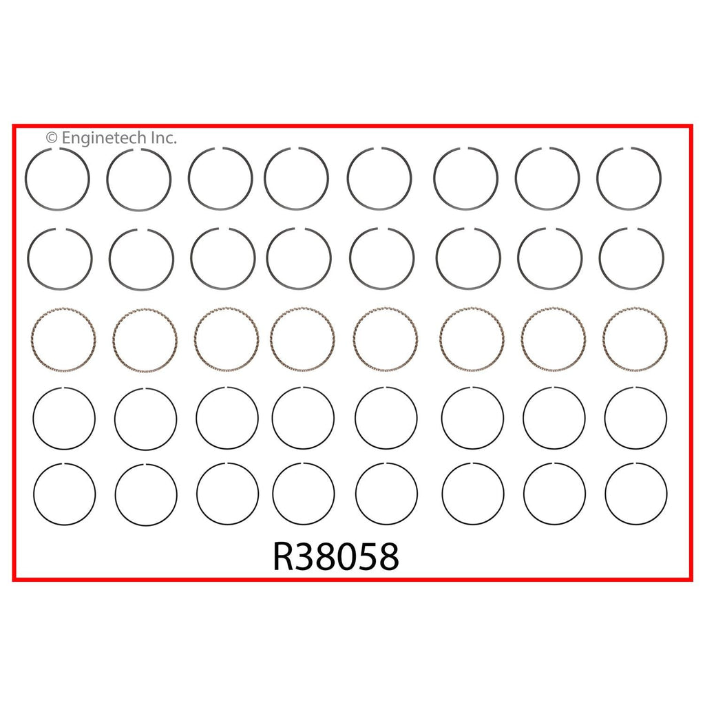 Enginetech R38058-040 Engine Cast Iron Piston Ring Set for Buick and Jeep Vehicles