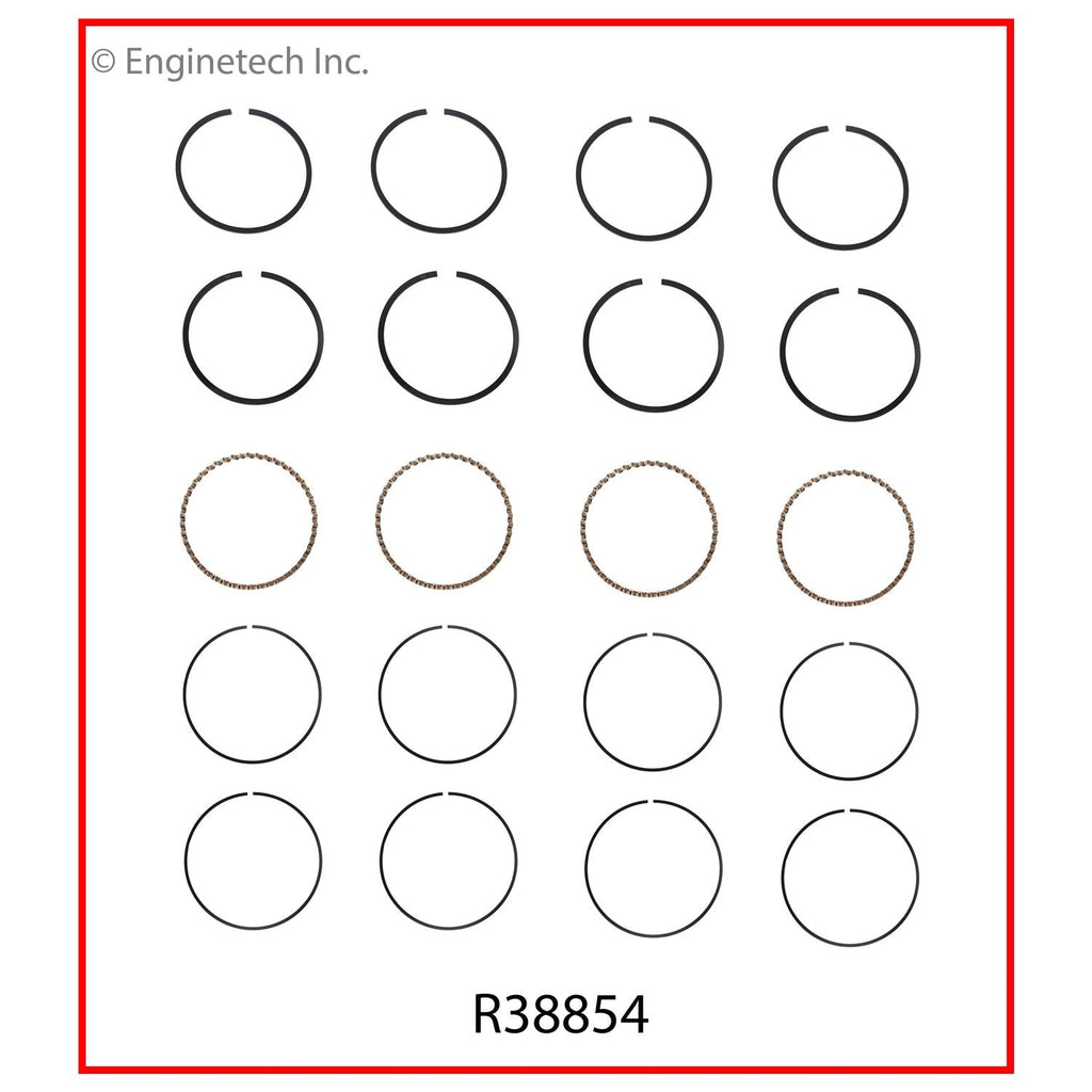Enginetech R38854-040 Engine Cast Iron Piston Ring Complete Set for Chevy and GMC Models