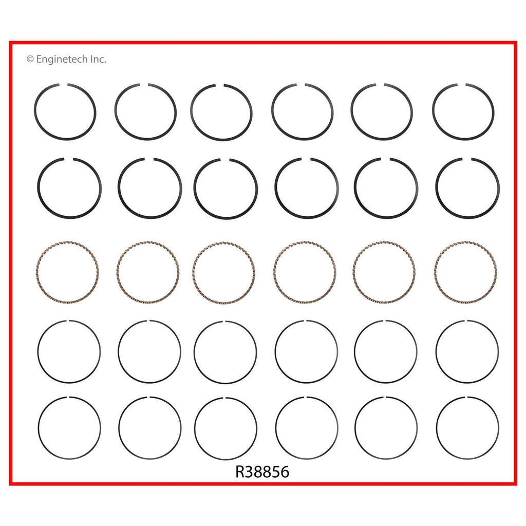 Enginetech R38856-040 Engine Cast Iron Piston Ring Complete Set for Domestic and Import Engines