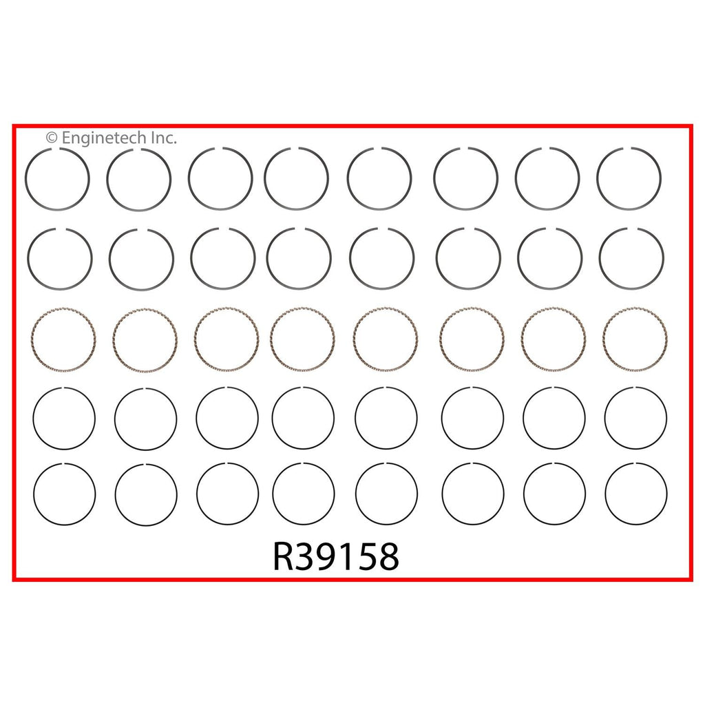 Enginetech R39158-040 Engine Cast Iron Piston Ring Complete Set for Domestic and Import Engines