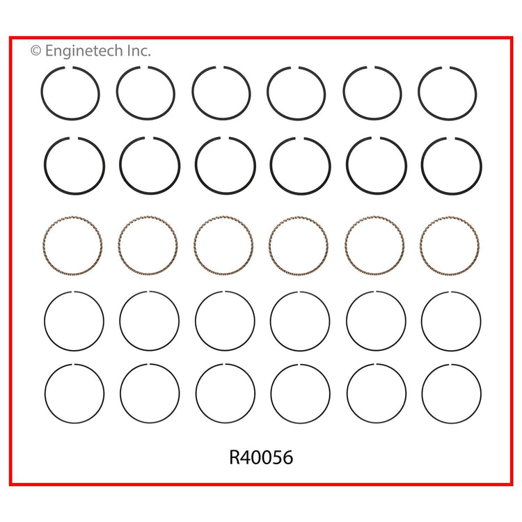 Enginetech R40056-040 Engine Cast Iron Piston Ring Complete Set for Domestic and Import Engines
