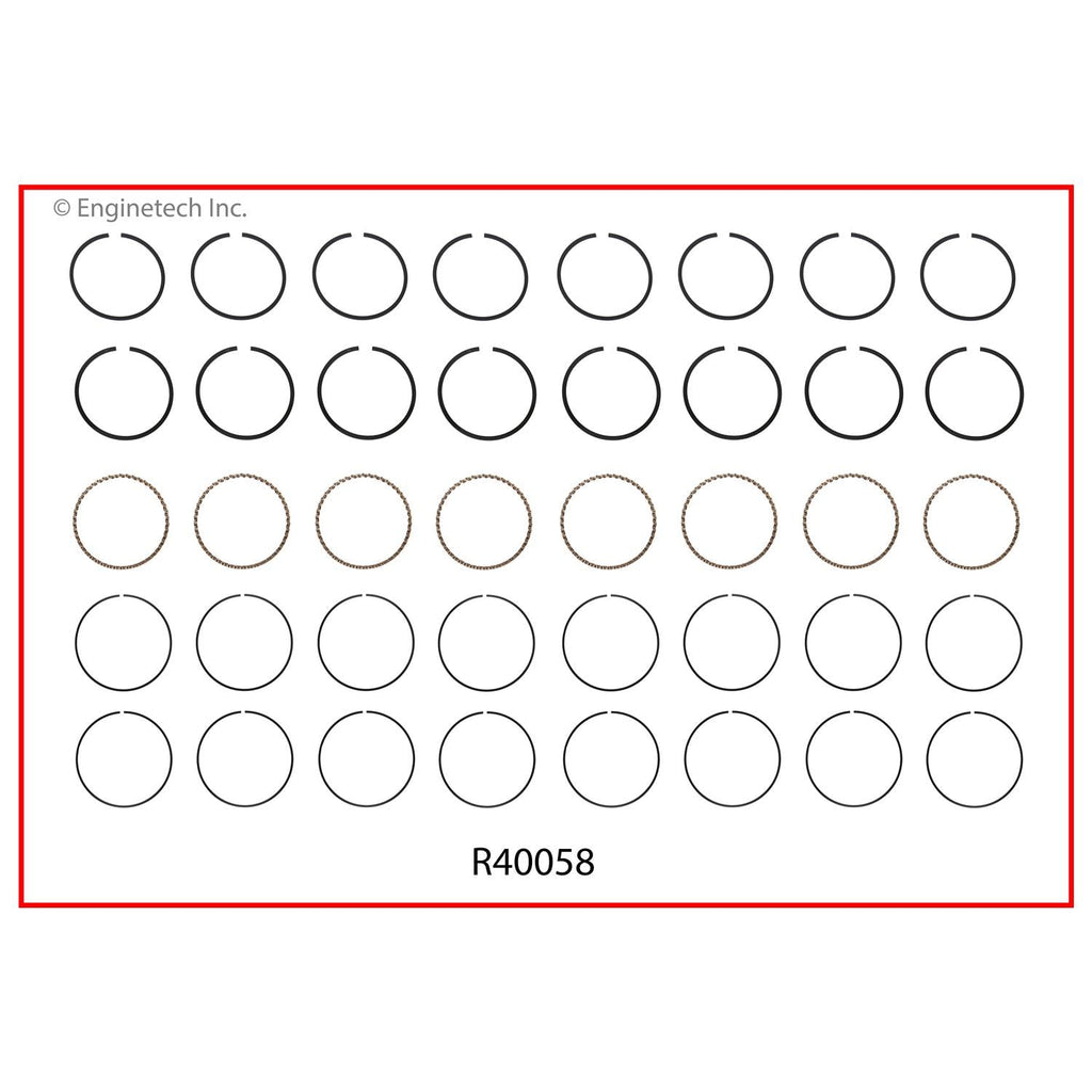 Enginetech R40058-080 Engine Cast Iron Piston Ring Complete Set for Domestic and Import Engines
