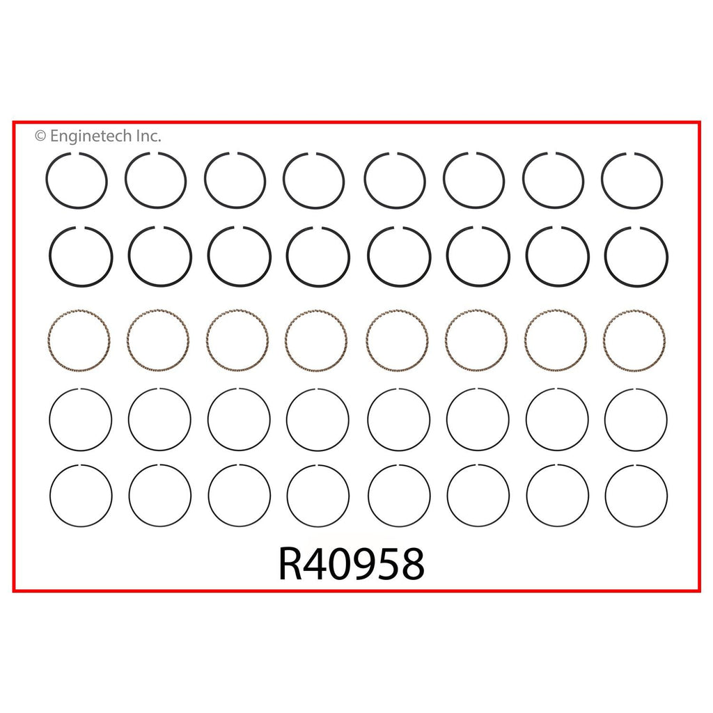 Enginetech R40958-030 Engine Cast Iron Piston Ring Set for Classic Chevrolet Models