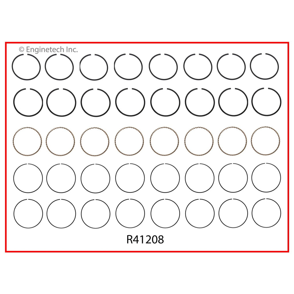 Enginetech R41208-060 Engine Cast Iron Piston Ring Set for Pontiac Models