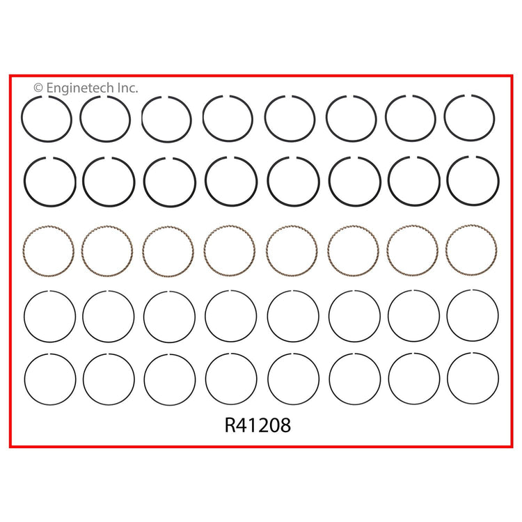 Enginetech R41208-060 Engine Cast Iron Piston Ring Set for Pontiac Models
