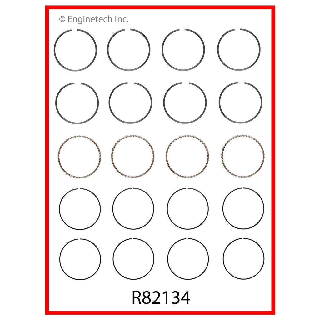 Enginetech R82134-STD Engine Cast Iron Piston Ring Set for Ford Escort and EXP