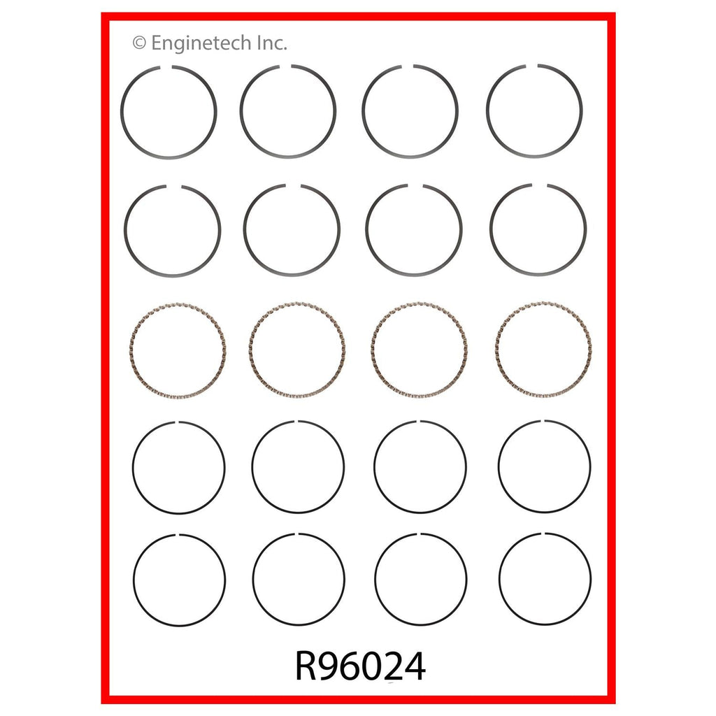 Enginetech R96024-STD Engine Cast Iron Piston Ring Set for Classic Ford and Mercury Models