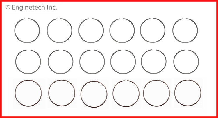 Enginetech R96826-.75 Engine Cast Iron Piston Ring Set for Ford and Mercury Vehicles