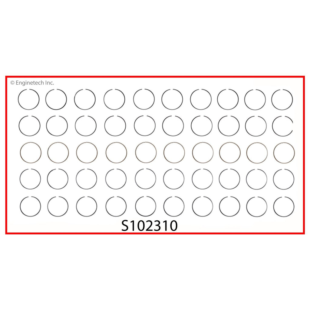 Enginetech S102310-STD Engine Premium Piston Ring Complete Set for Dodge Ram 1500 and Viper