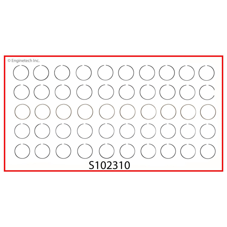 Enginetech S102310-STD Engine Premium Piston Ring Complete Set for Dodge Ram 1500 and Viper