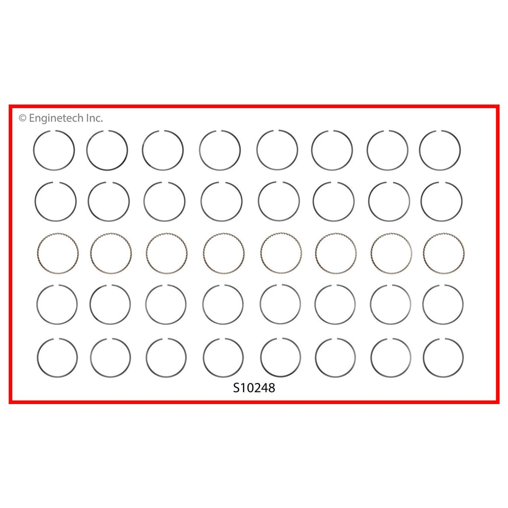Enginetech S10248-STD Engine Premium Piston Ring Set for 2012 Chevrolet Silverado & GMC Savana