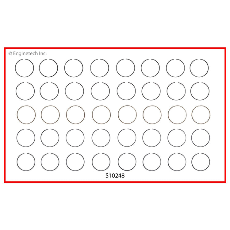 Enginetech S10248-STD Engine Premium Piston Ring Set for 2012 Chevrolet Silverado & GMC Savana