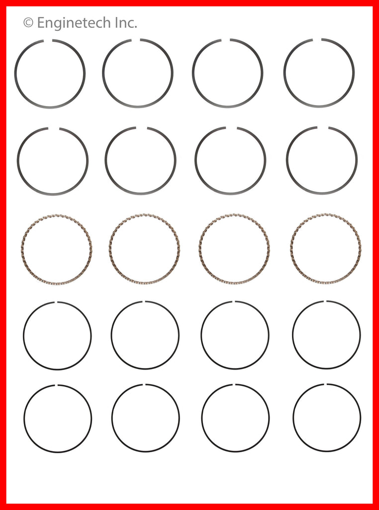 Enginetech S31154-020 Engine Premium Piston Ring Set for Ford Fiesta (2011-2019)