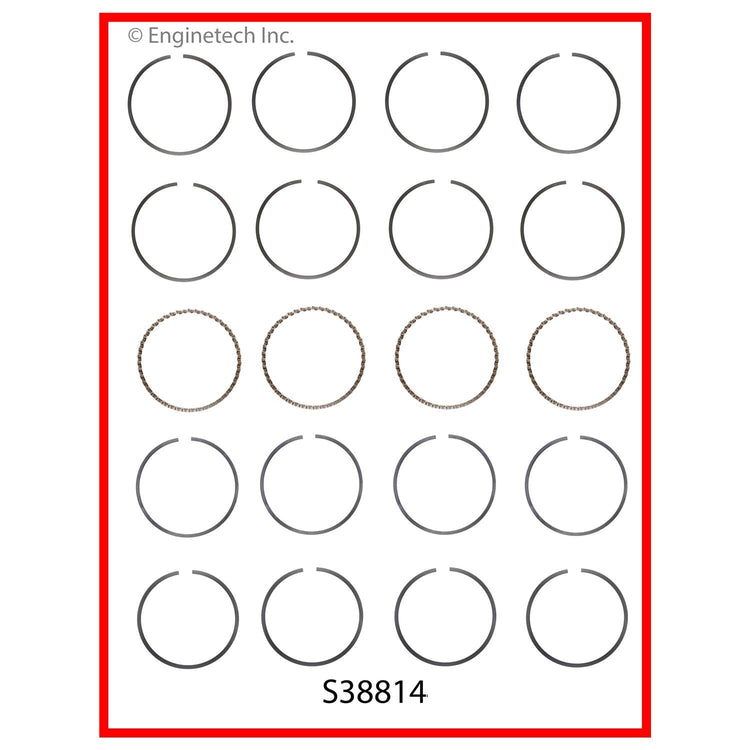 Enginetech S38814-020 Engine Premium Piston Ring Complete Set for Dodge Dakota & Jeep Cherokee