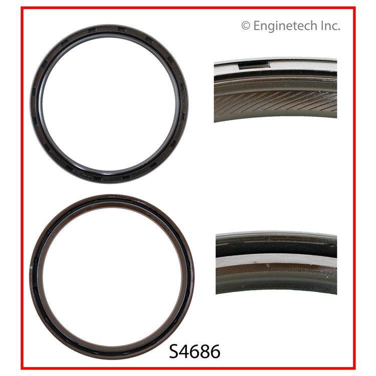 Enginetech S4686 Engine Rear Crankshaft Seal with Viton - Double Lip Rear Main Seal