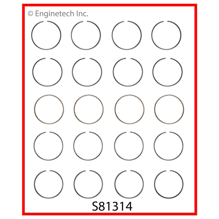 Enginetech S81314-STD Engine Premium Piston Ring Set for Acura Integra (1990-1999)
