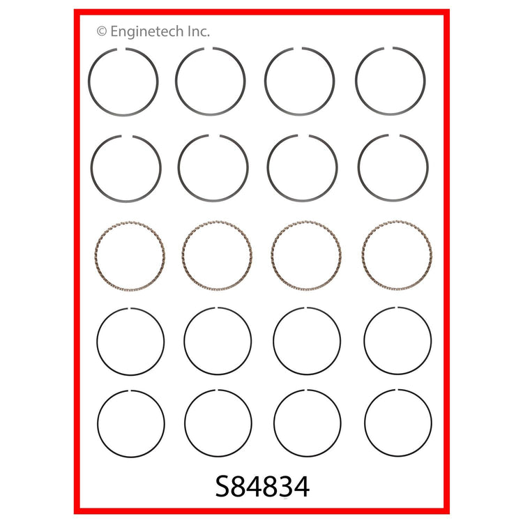 Enginetech S84834-STD Engine Premium Piston Ring Complete Set for Ford and Mazda Vehicles