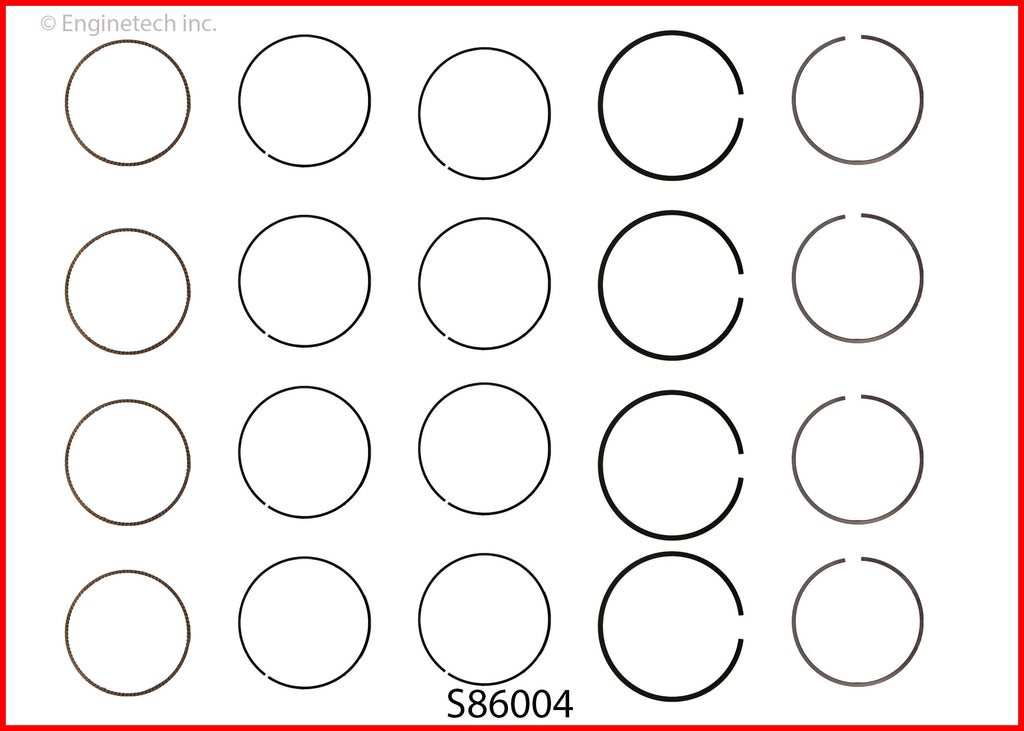 Enginetech S86004-STD Engine Premium Piston Ring Set for Subaru Models