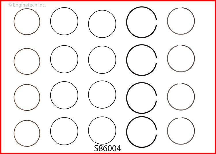 Enginetech S86004-020 Engine Premium Piston Ring Complete Set for Subaru Vehicles