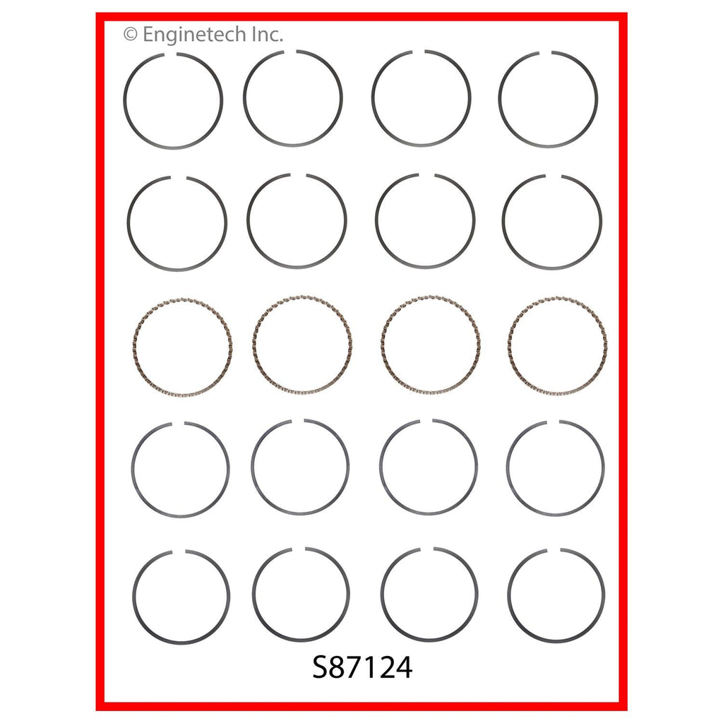 Enginetech S87124-STD Engine Premium Piston Ring Complete Set for Mitsubishi and Honda Vehicles
