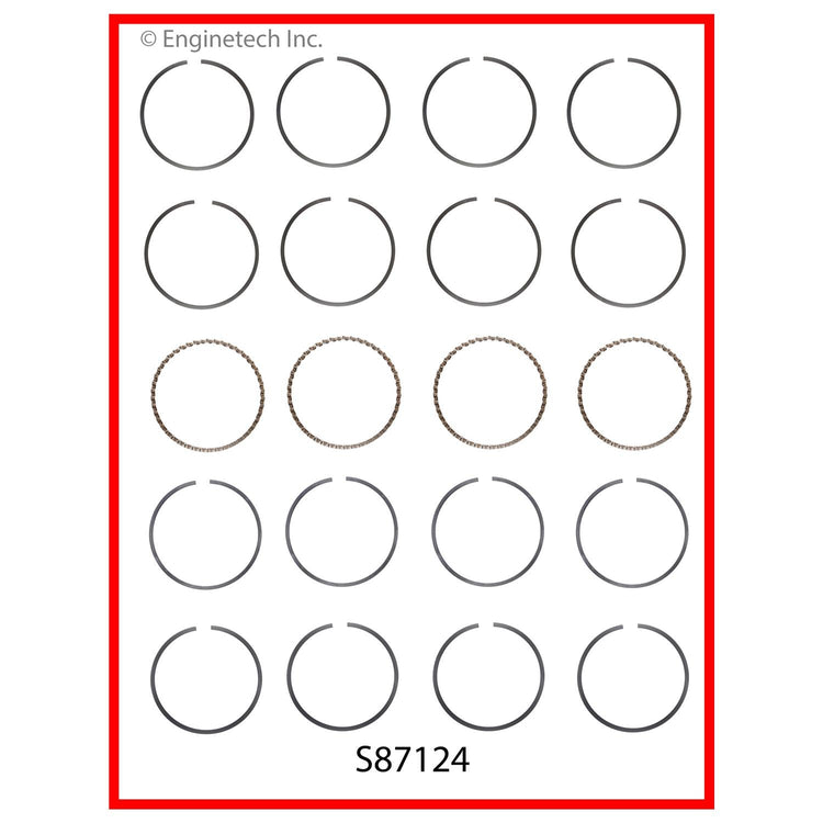 Enginetech S87124-STD Engine Premium Piston Ring Complete Set for Mitsubishi and Honda Vehicles