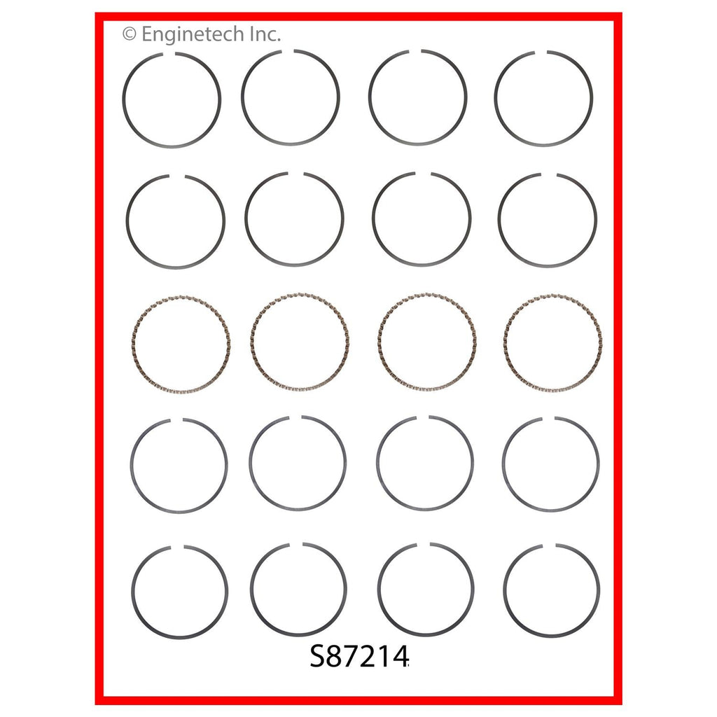 Enginetech S87214-STD Premium Piston Ring Set for Toyota Camry and Solara