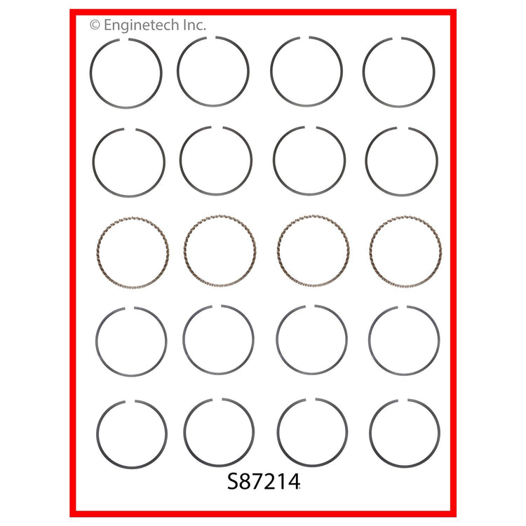 Enginetech S87214-STD Premium Piston Ring Set for Toyota Camry and Solara