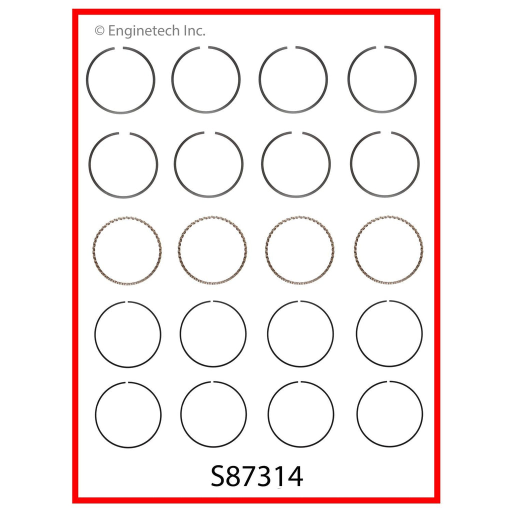 Enginetech S87314-STD Engine Premium Piston Ring Complete Set for Honda Prelude 1992-2001