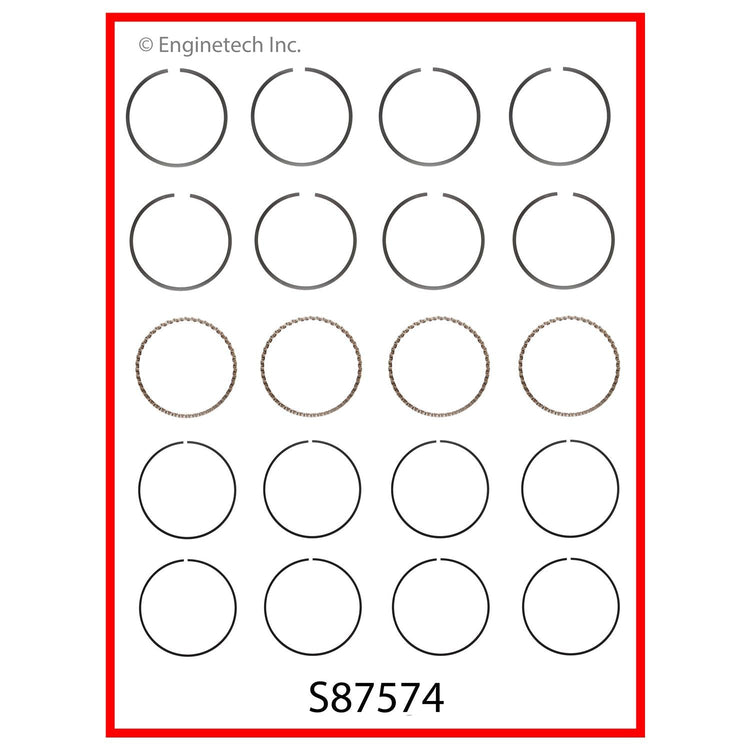 Enginetech S87574-STD Engine Premium Piston Ring Complete Set for Dodge Neon 2004-2005