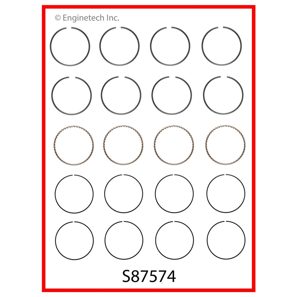 Enginetech S87574-.50 Engine Premium Piston Ring Complete Set for Dodge Neon 2004-2005