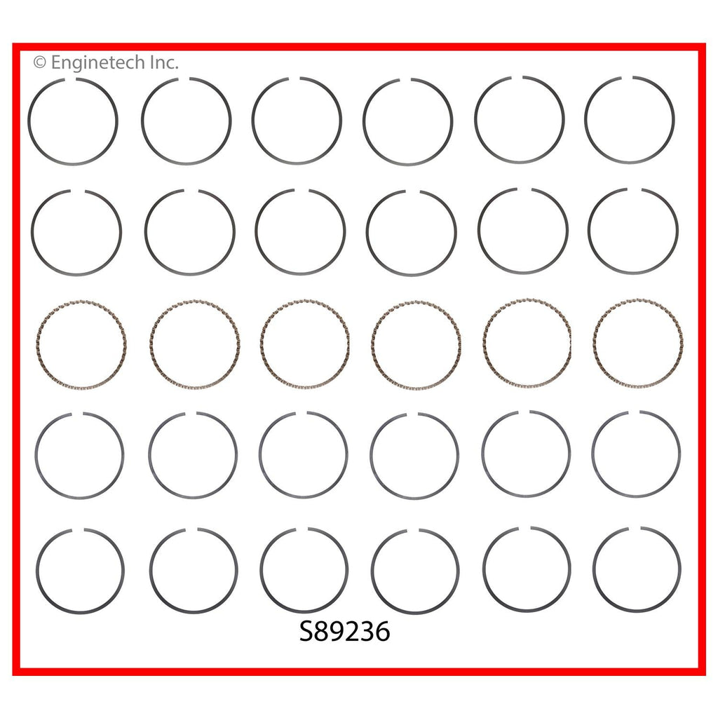 Enginetech S89236-STD Engine Premium Piston Ring Set for Mazda B3000 and Ford Models