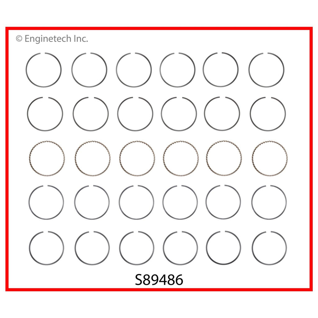Enginetech S89486-.75 Engine Premium Piston Ring Complete Set for Select Ford, Mazda, and Lincoln Models