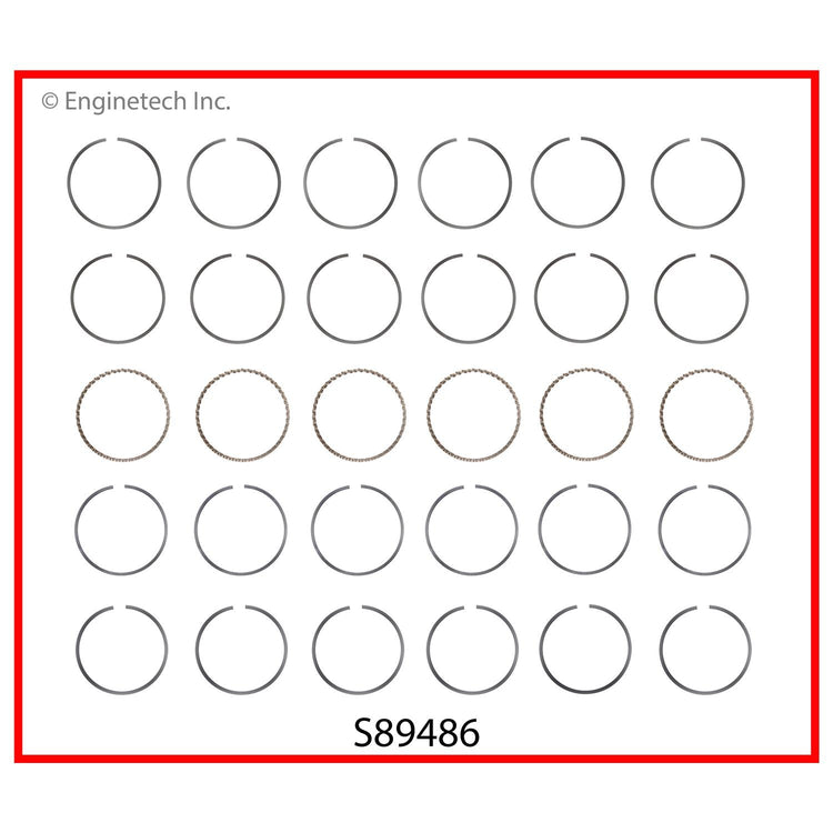 Enginetech S89486-.75 Engine Premium Piston Ring Complete Set for Select Ford, Mazda, and Lincoln Models