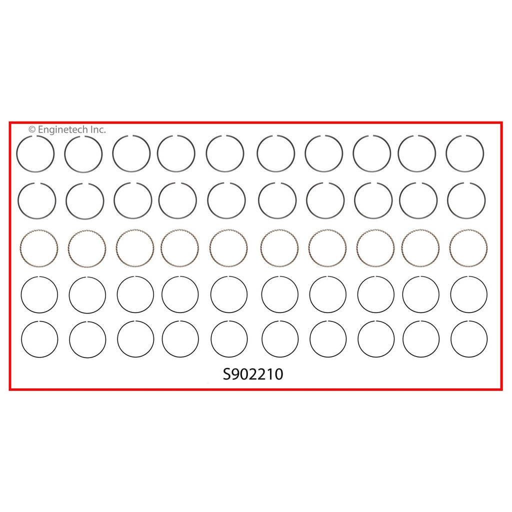 Enginetech S902210-STD Engine Premium Piston Ring Complete Set for High-Performance Engines