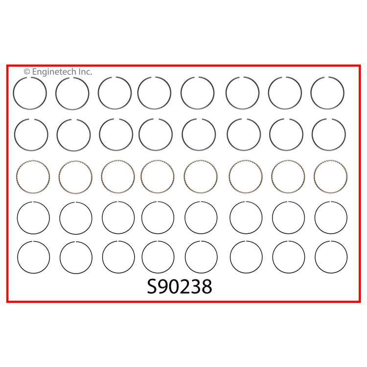 Enginetech S90238-.75 Engine Premium Piston Ring Set for Ford and Lincoln Models