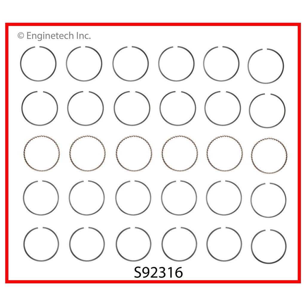 Enginetech S92316-STD Engine Premium Piston Ring Complete Set for Chrysler, Buick, Chevrolet, and Oldsmobile