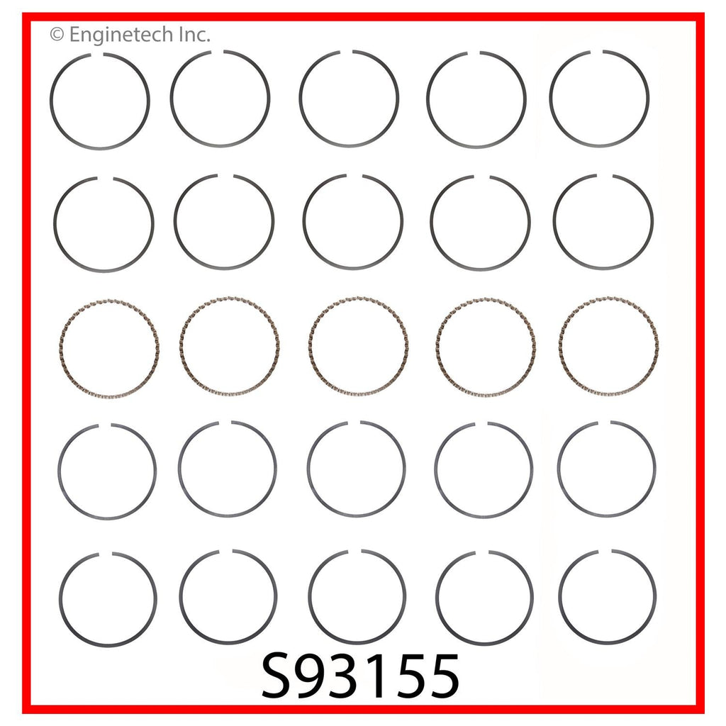 Enginetech S93155-.50 Engine Premium Piston Ring Complete Set for GMC Canyon, Chevrolet Colorado, Hummer H3 and More