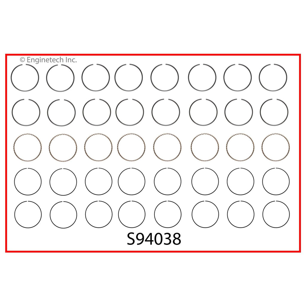 Enginetech S94038-STD Engine Premium Piston Ring Set for Toyota and Lexus Models