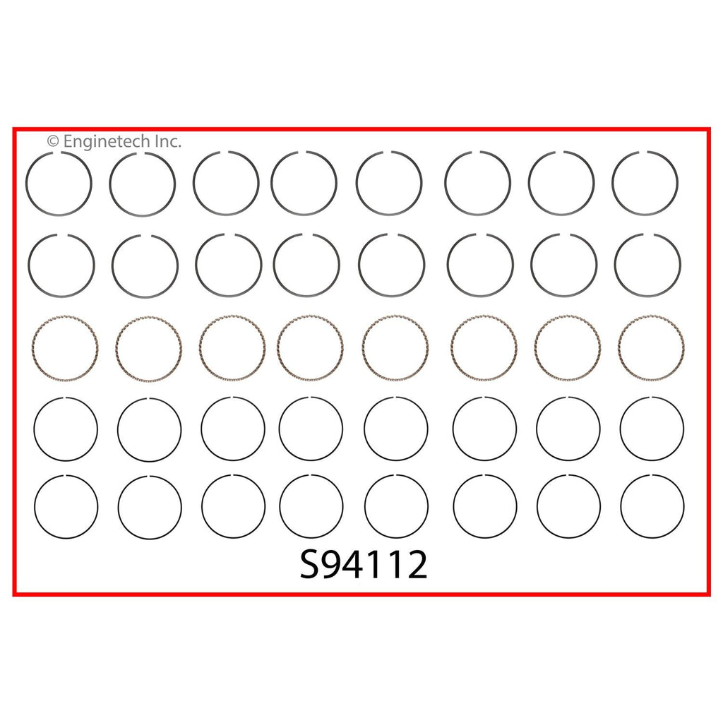 Enginetech S94112-.50 Engine Premium Piston Ring Complete Set for Select GM and Saturn Models