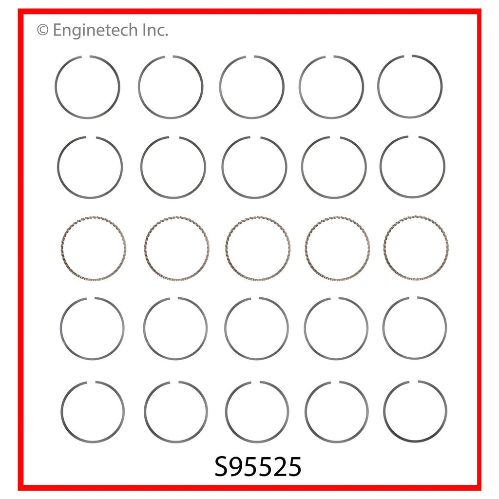 Enginetech S95525-STD Engine Premium Piston Ring Complete Set for Chevy Colorado, GMC Canyon, Hummer H3, and Isuzu i-370