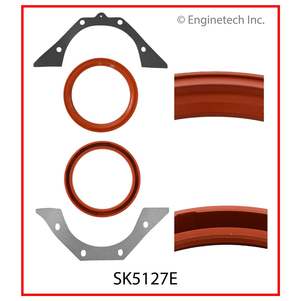 Enginetech SK5127E Engine Rear Crankshaft Seal with Gasket for Ford Vehicles