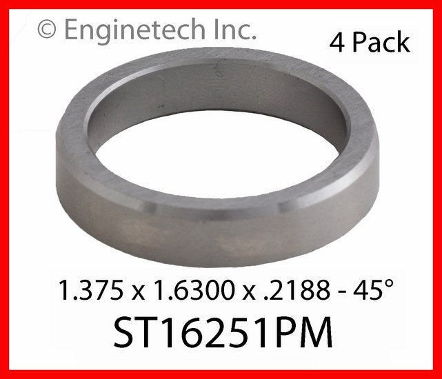 Enginetech Engine Valve Seat Set – 4 Pack, 1.63 Inch Diameter with 45° Seat Angle