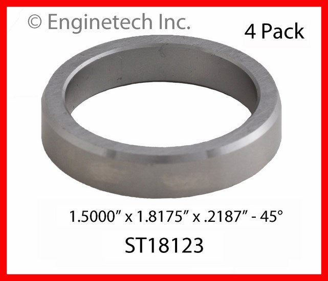Enginetech ST18123 Engine Valve Seat Set - Hi-Chrome Material, 45 Degree Seat Angle, Tapered ID, 4 Pack
