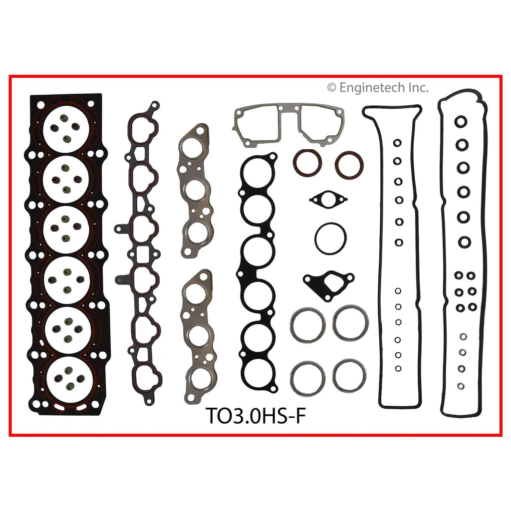 Enginetech Engine Cylinder Head Gasket Set for Toyota Cars and Trucks with Head Bolts (Part #TO3.0HS-FWB)